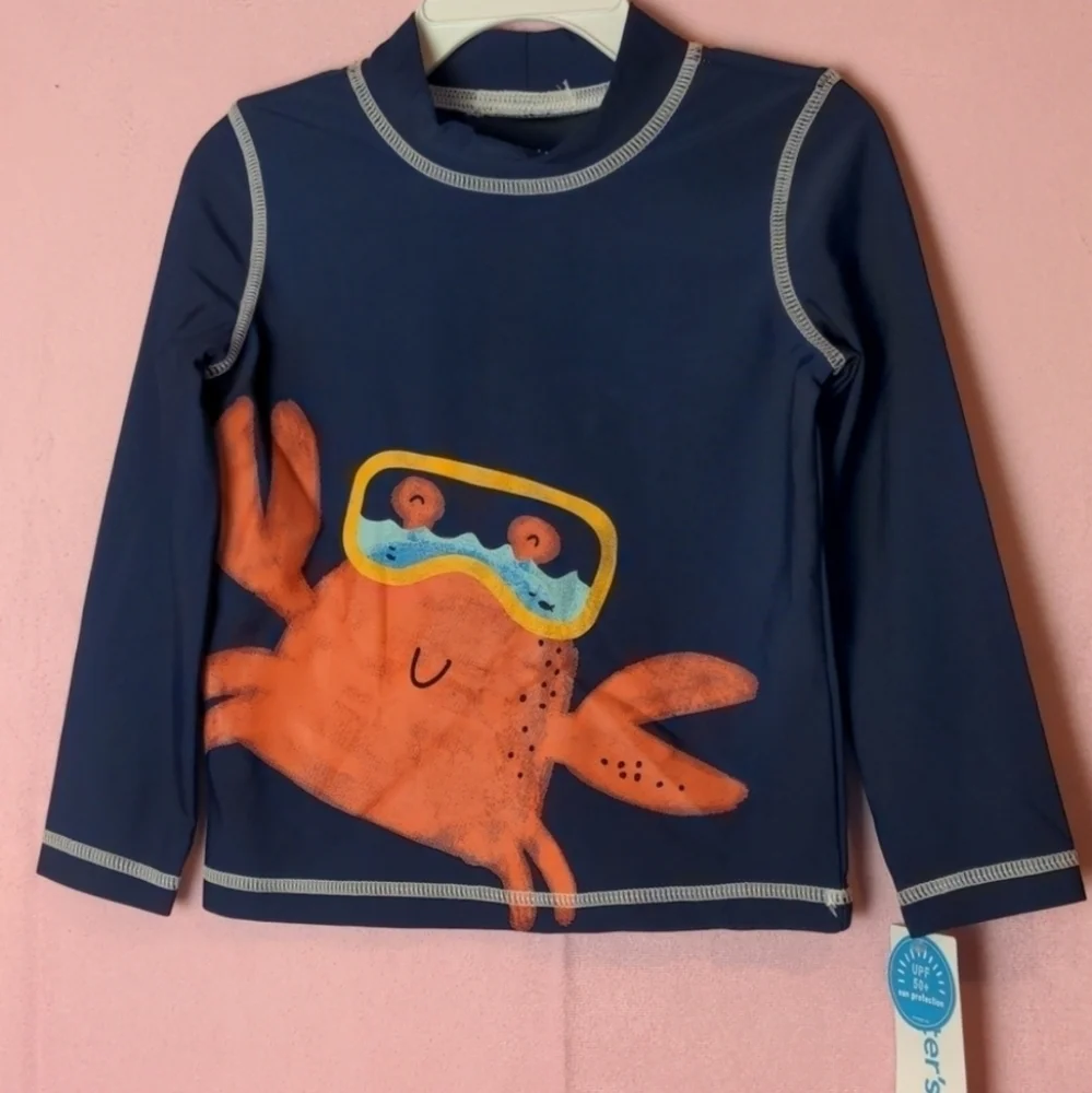 Carter's Navy Blue Long Sleeve Crab Design Rashguard